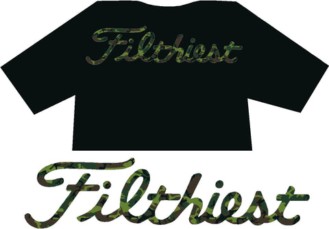 Filthiest Black Shirt Green Camo Print