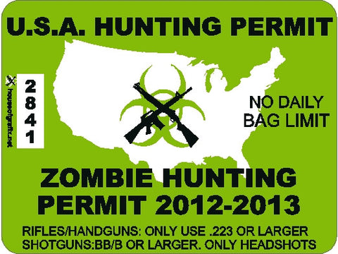USA Zombie Hunting Permit Decal
