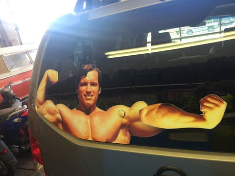 Arnold Schwarzenegger Rear Window Wiper Decal Flexing