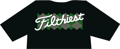 Filthiest Black Shirt with Green and Grey Argyle Print
