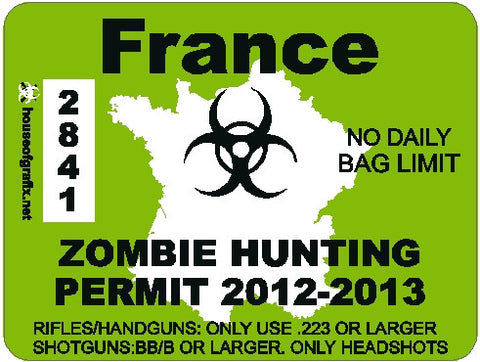 France Zombie Hunting Permit Decal