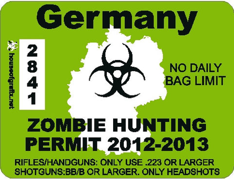 Germany Zombie Hunting Permit Decal