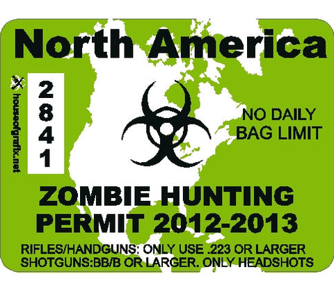 North America Zombie Hunting Permit Decal