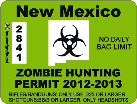 State Zombie Hunting Permit Decals