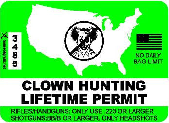 Clown HUNTING LIFETIME PERMIT Decal